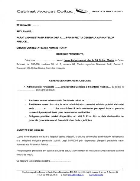 actiune restituire timbru de mediu