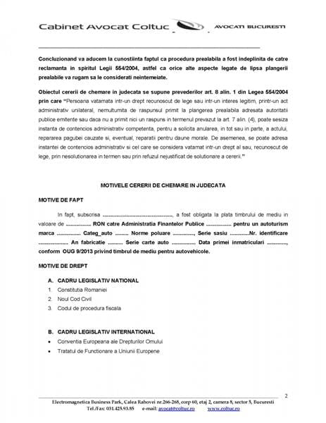 actiune restituire timbru de mediu