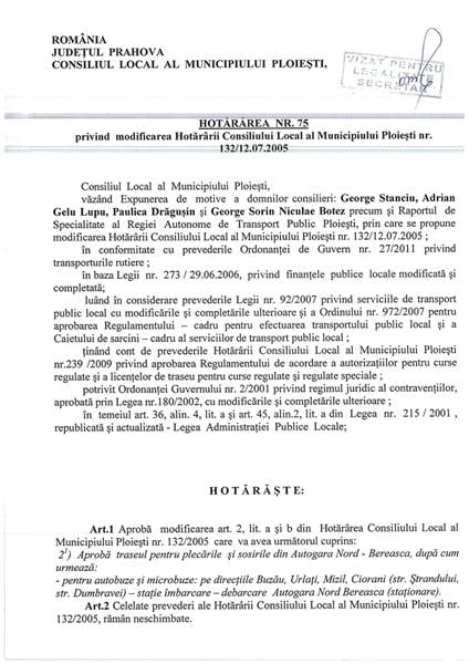 hotarare modificare traseu microbuze urlati mizil ciorani buzau