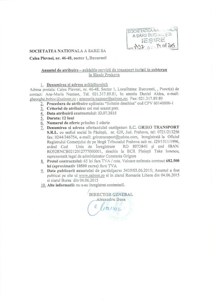 anunt atribuire salrom