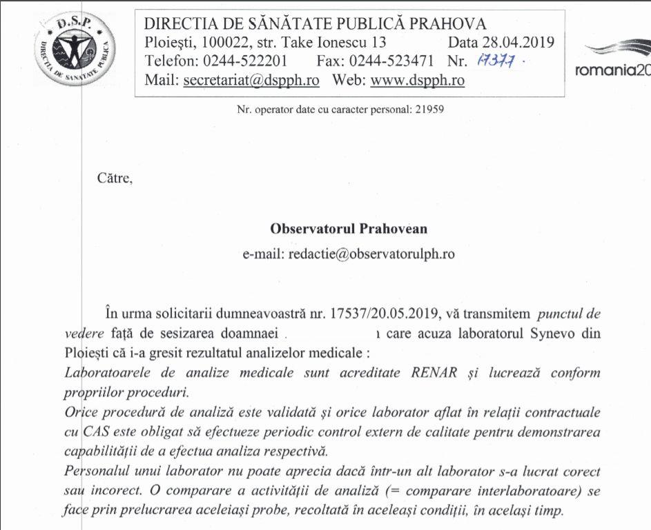 DSP prahova analize klebsiella ploiesti
