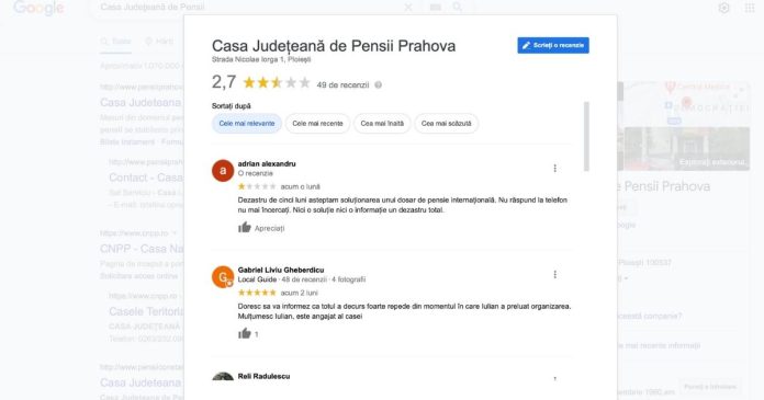 Casa Județeană de Pensii Prahova, recenzii Google, instituție de stat, relația cu cetățenii