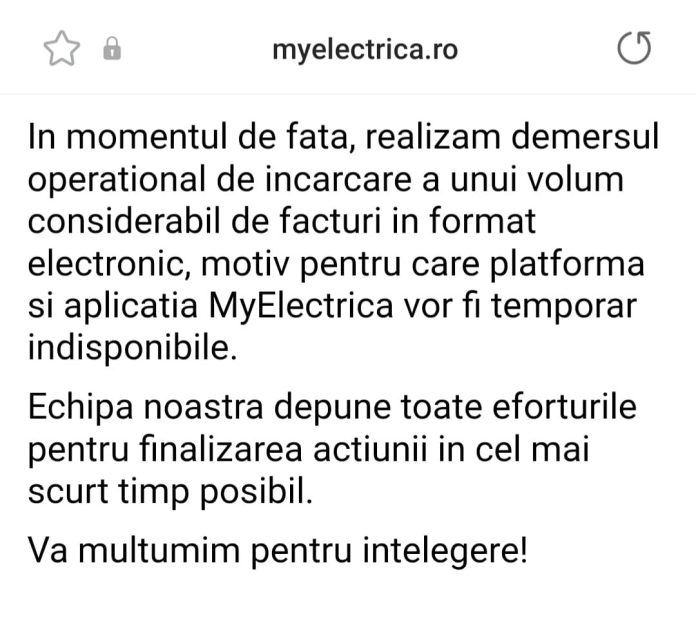 Mesajul My Electrica pentru consumatori