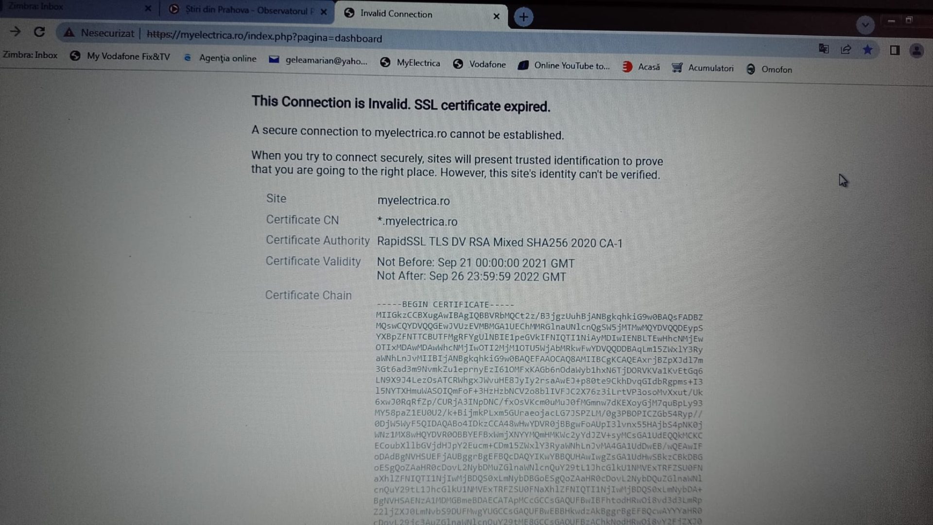 site-ul electrica si aplicatia myelectrica nu fuctioneaza