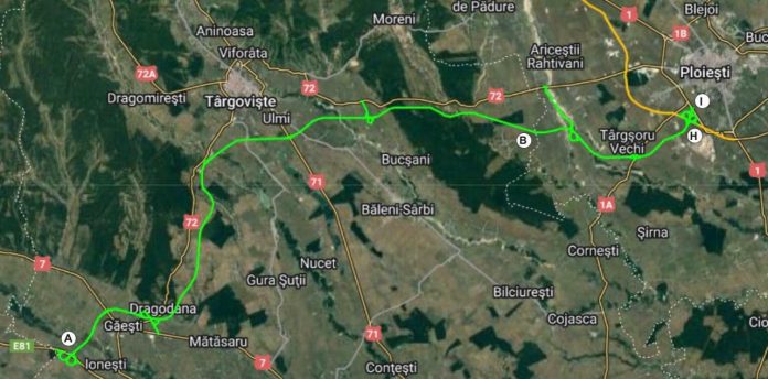 harta drum expres Ploiesti - Găești