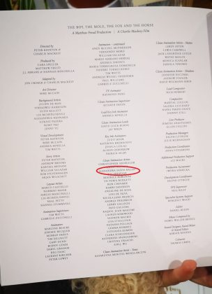 lista de credits randul din mijloc sub Clean Animation Artist