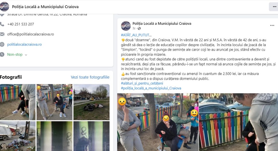 postare facebook politia locala craiova