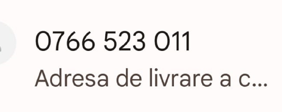 nr. de telefon al mesajului fals