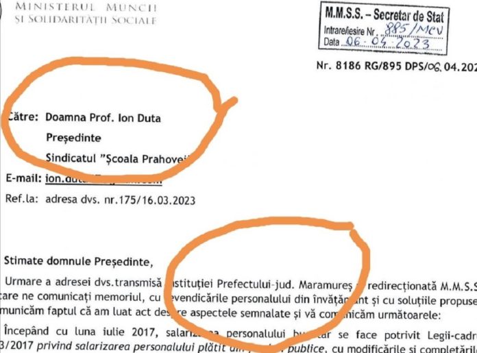 raspuns Ministerul Municii si Solidaritatii Sociale