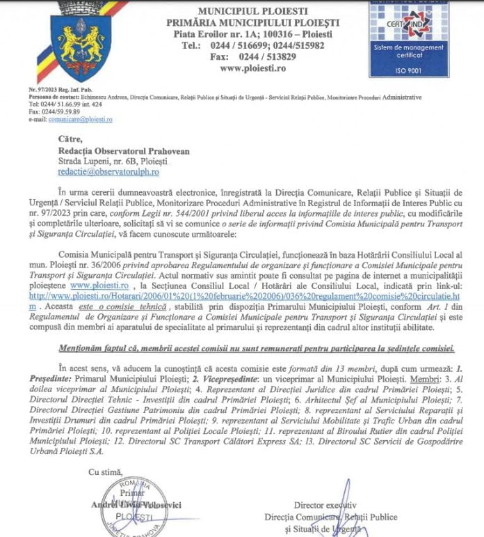 comisie circulatie ploiesti