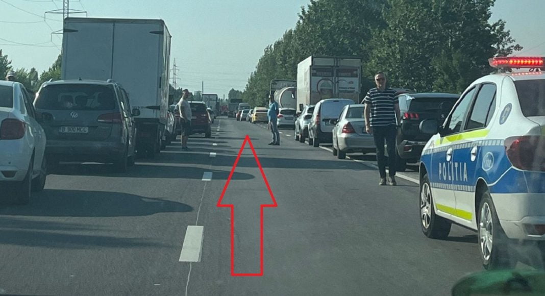 Staționare în coloană în caz de accident - centura de vest Ploiești