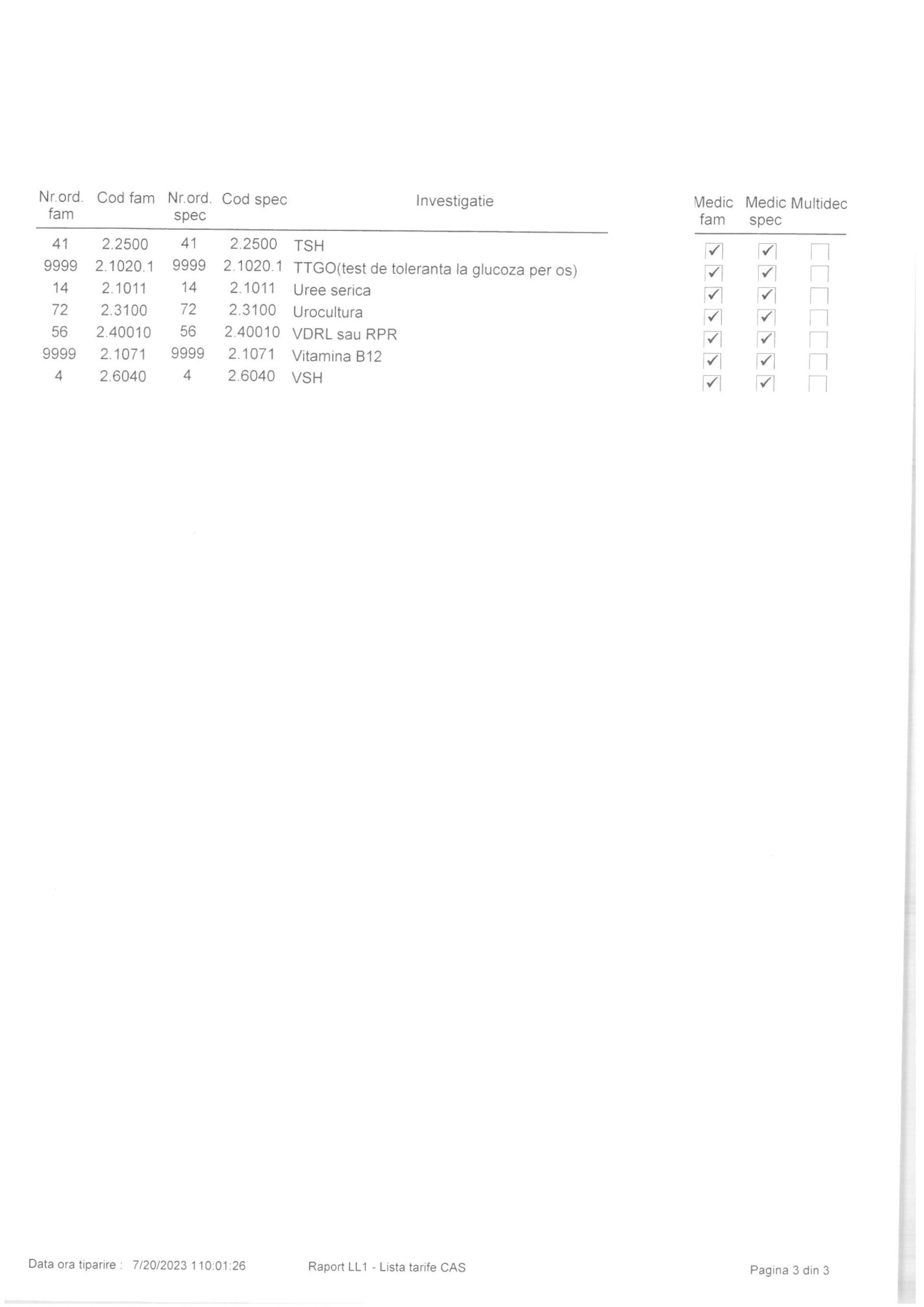 lista analize decontate CAS Prahova Spital AS Medica Bucov