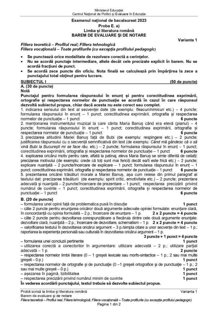 barem corectare