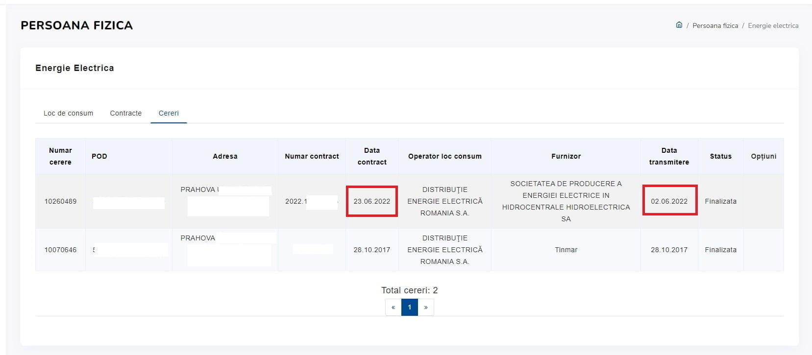 dovada contract hidroelectrica