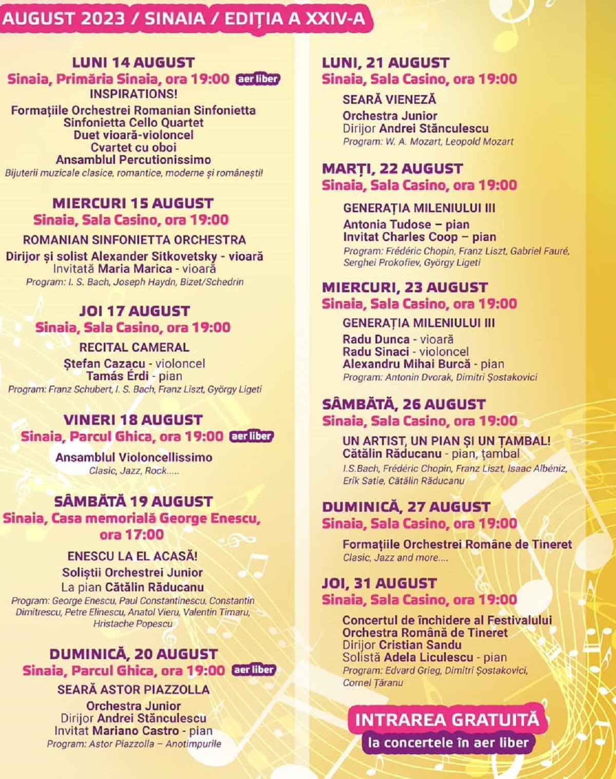 program festival Sinaia