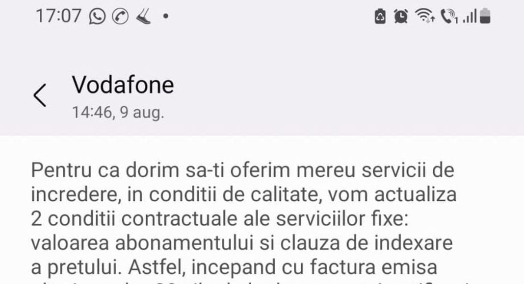 mesaj vodafone scumpire