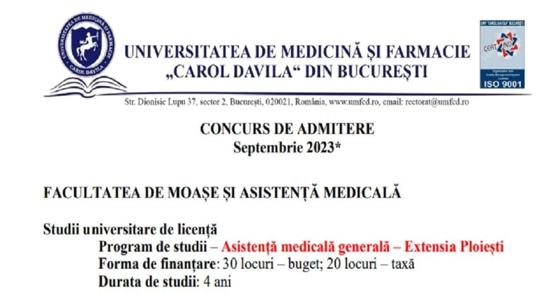 anunt admitere Ploiesti
