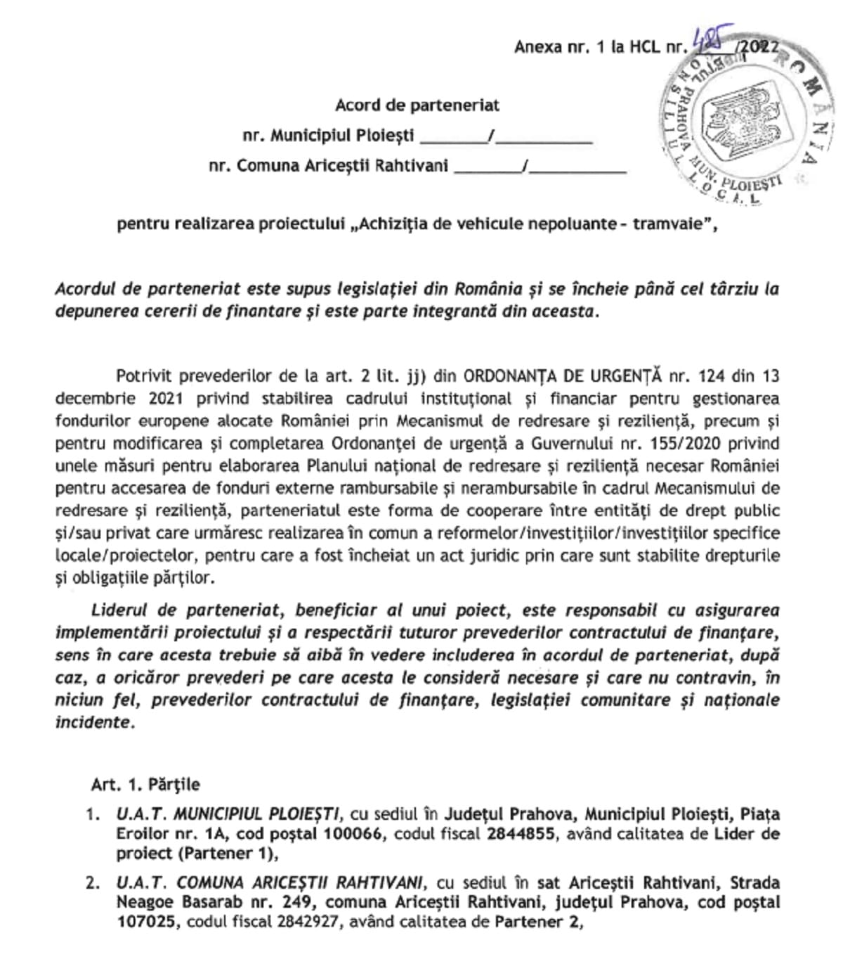 acord parteneriat cu Ariceștii Rahtivani