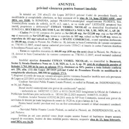 anunt licitatie spfl ploiesti