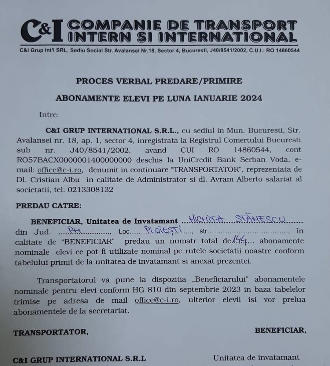 proces verbal abonamente