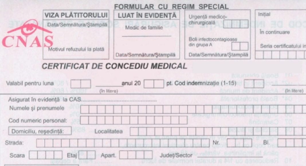 Formular concediu medical
