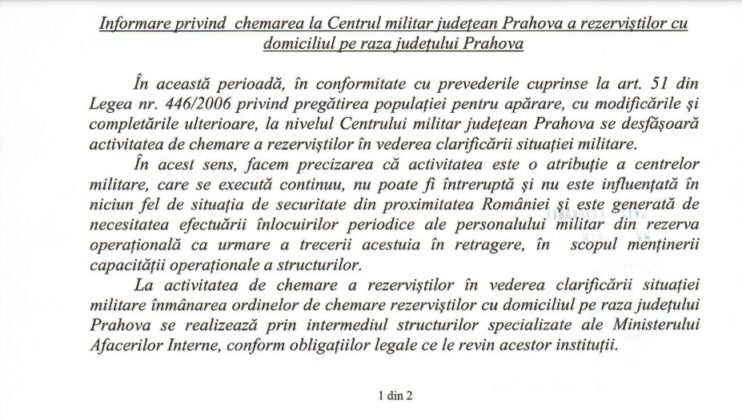 ordin chemare rezervisti prahova
