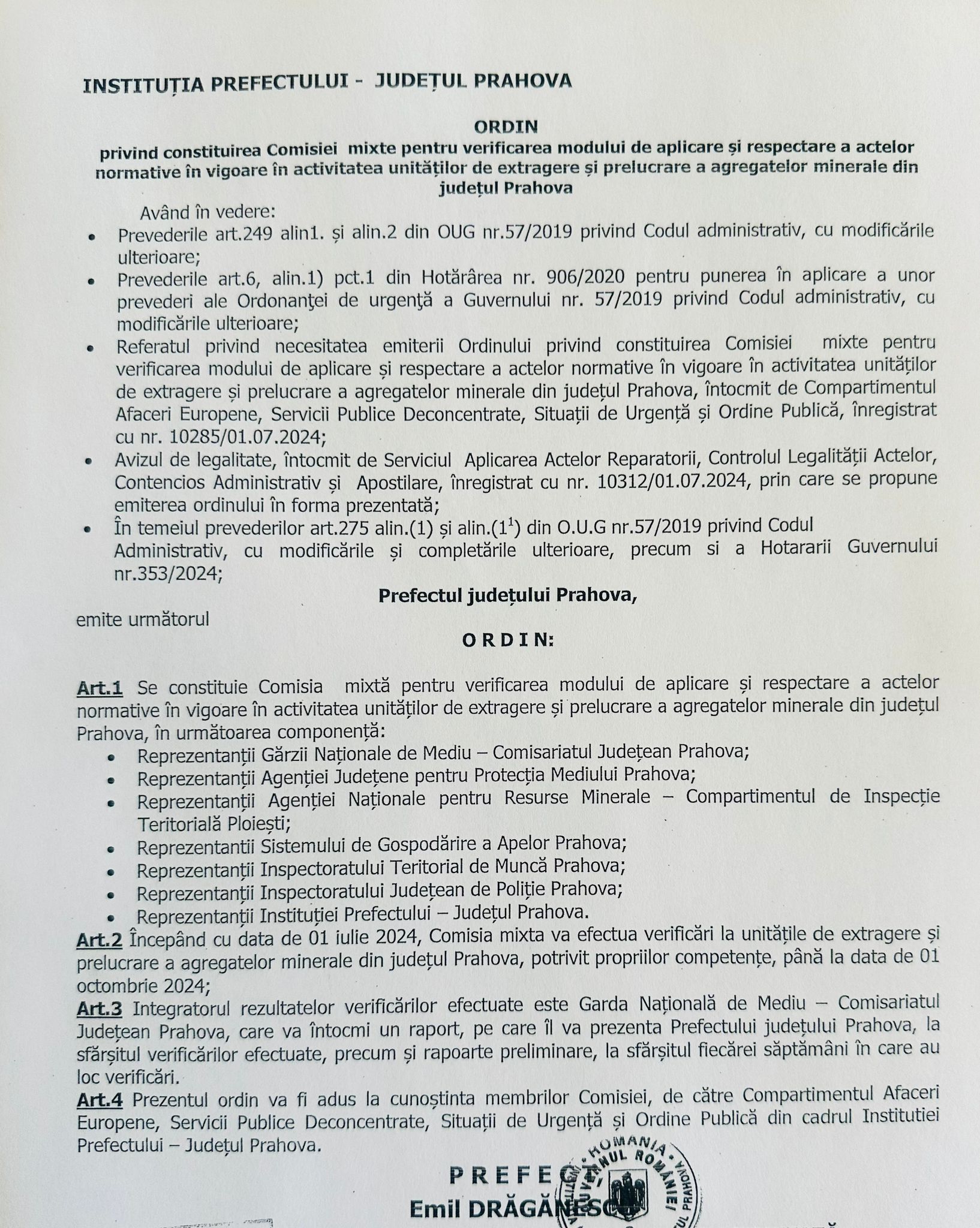 informare prefectura