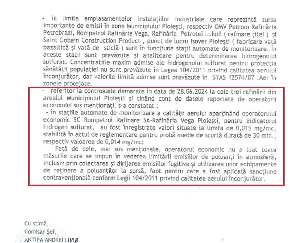 raspuns controale rafinarii