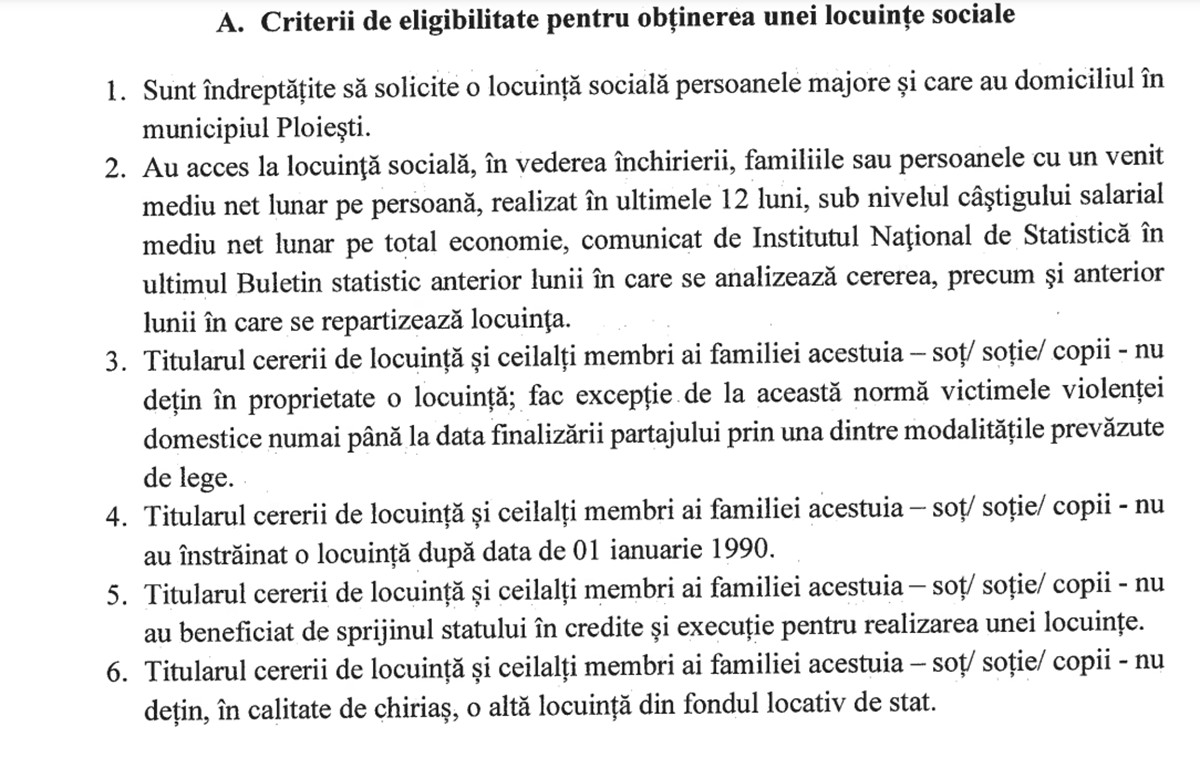 criterii eligibilitate