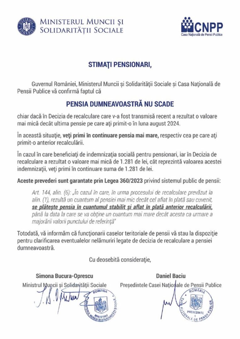 document pensionari recalculare