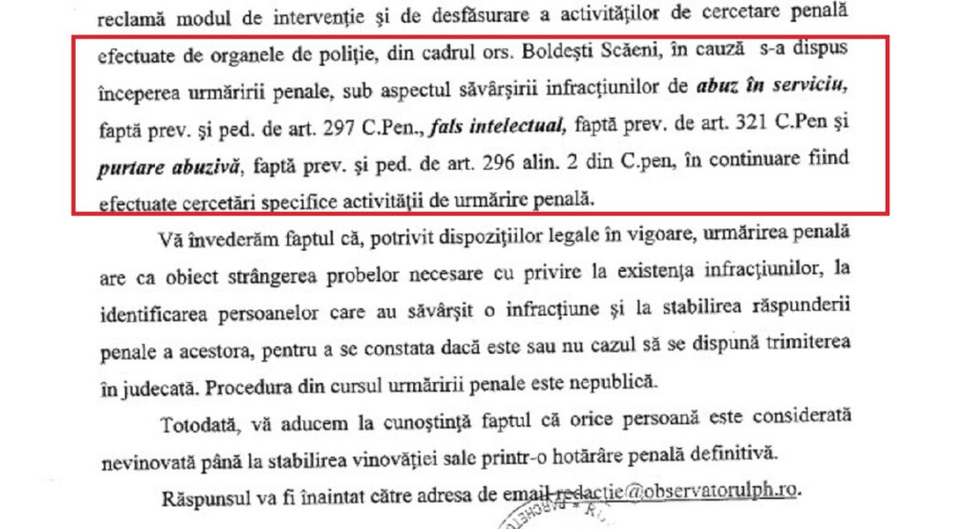 ultraj cercetari parchet boldesti scaeni