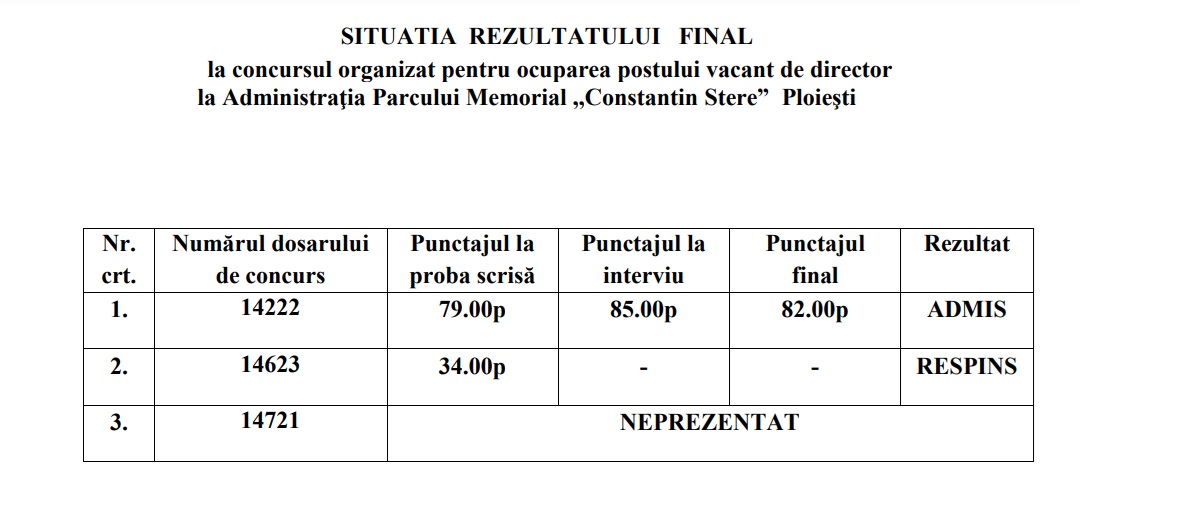 rezultate concurs