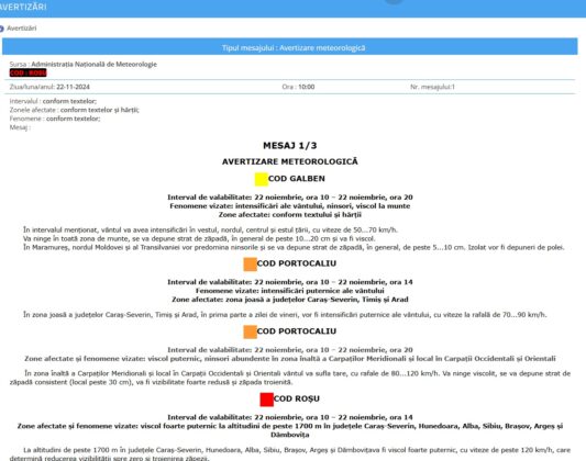 avertizare meteo prelungita