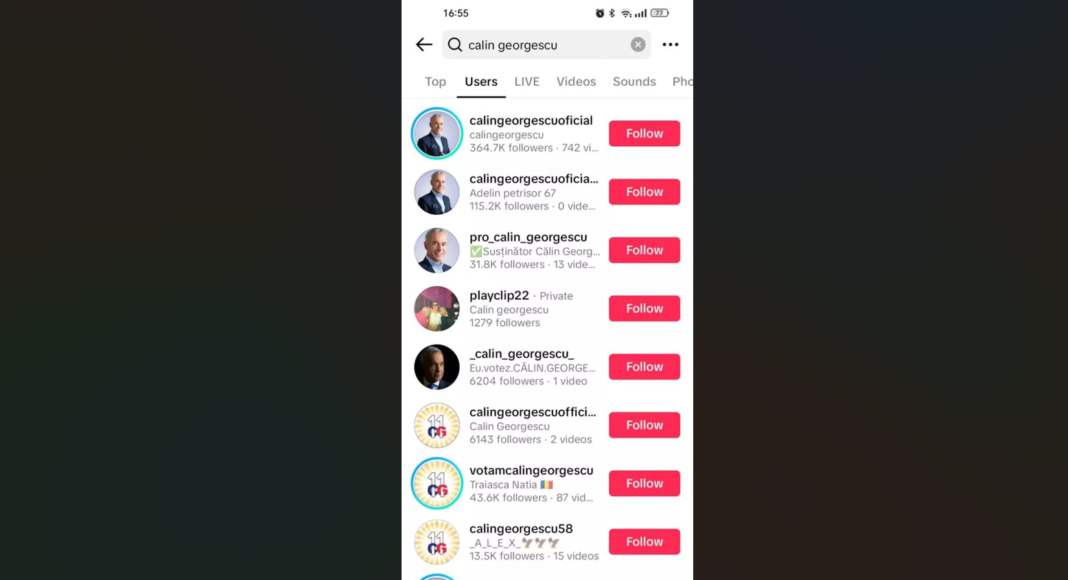 conturi false calin georgescu tik tok