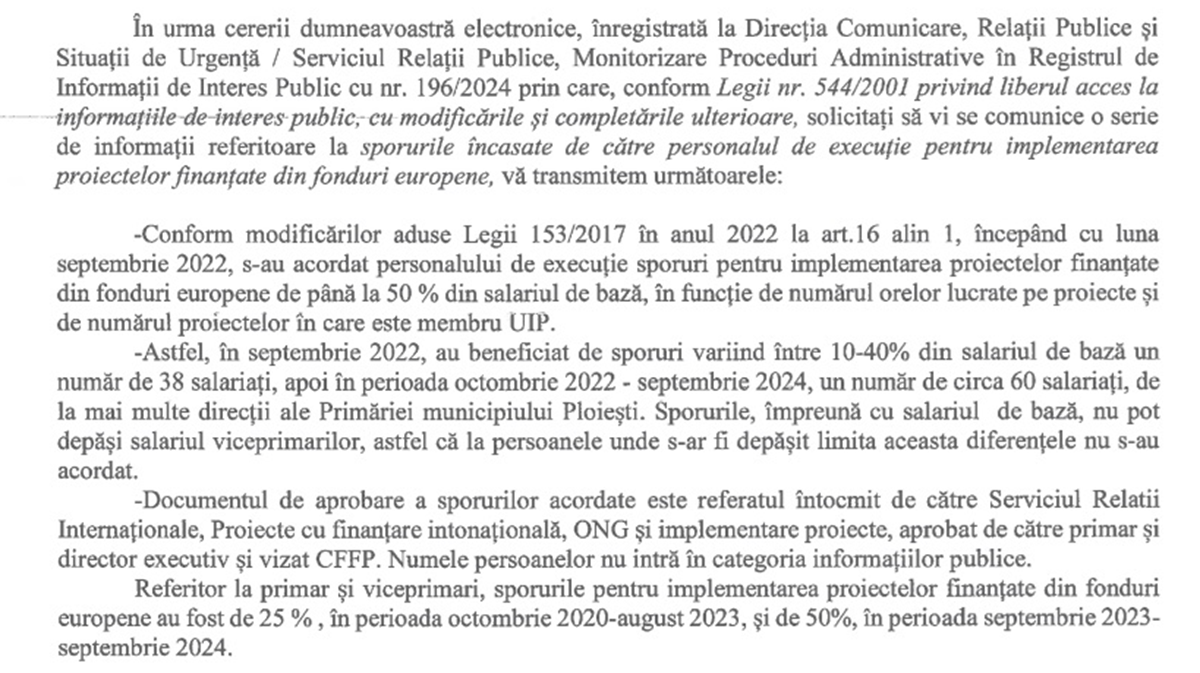 sporuri Primaria Ploiesti
