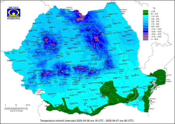 temperaturi minime prahova aprilie 2025