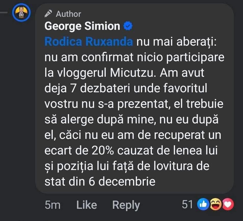 mesaj simion fuga dezbatere