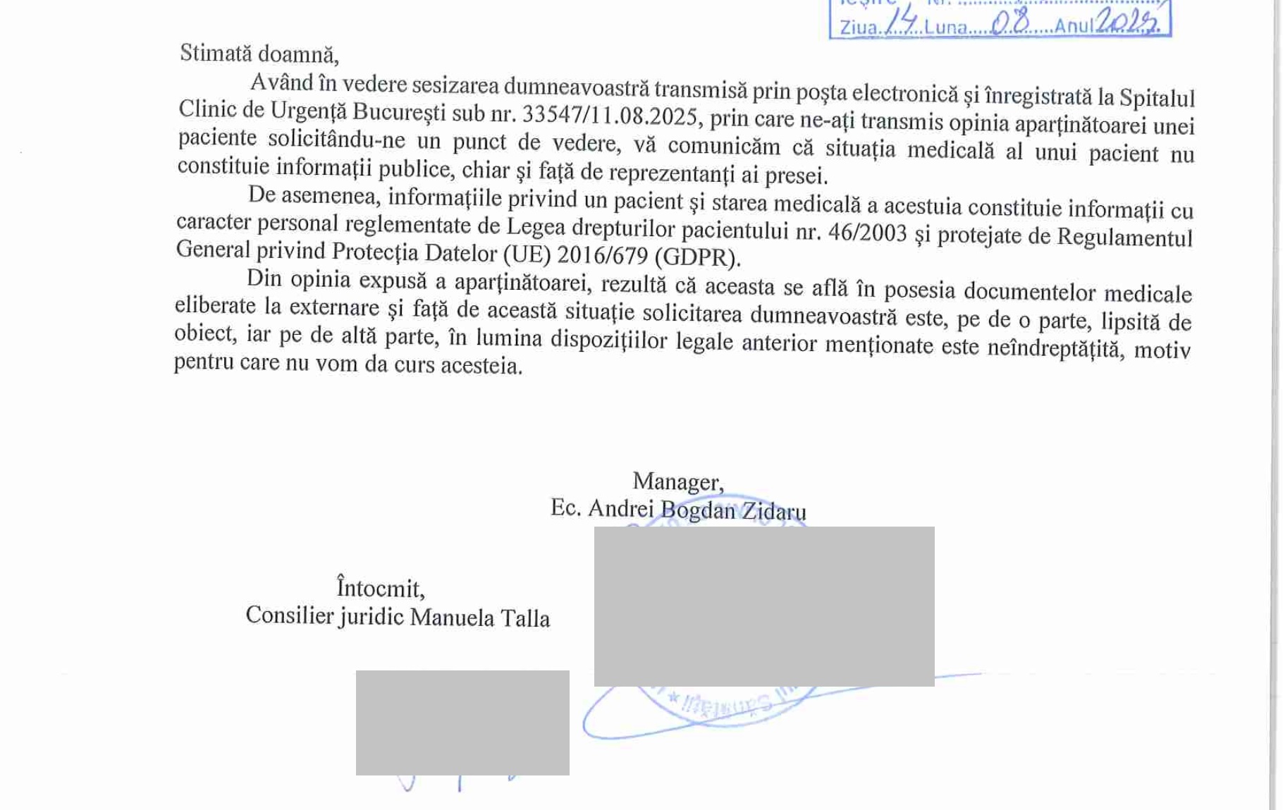 raspuns spital de urgenta