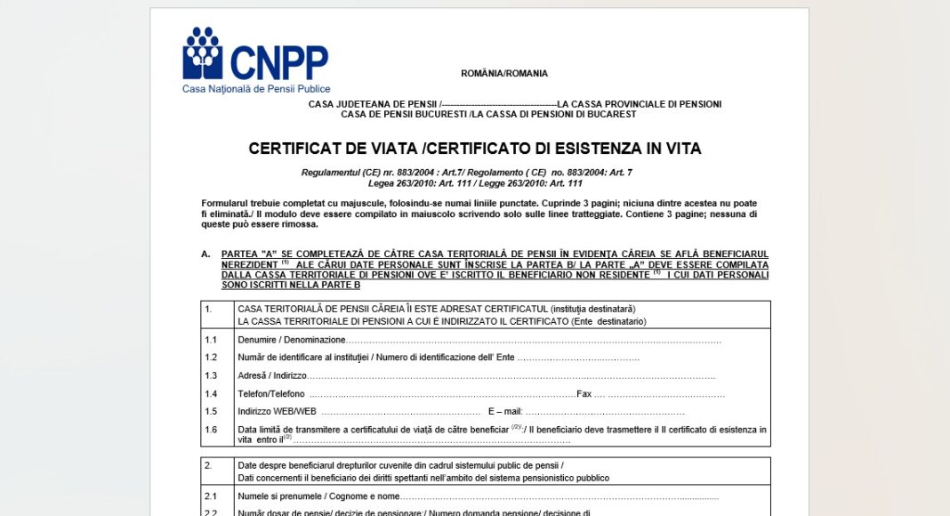 model certificat de viata