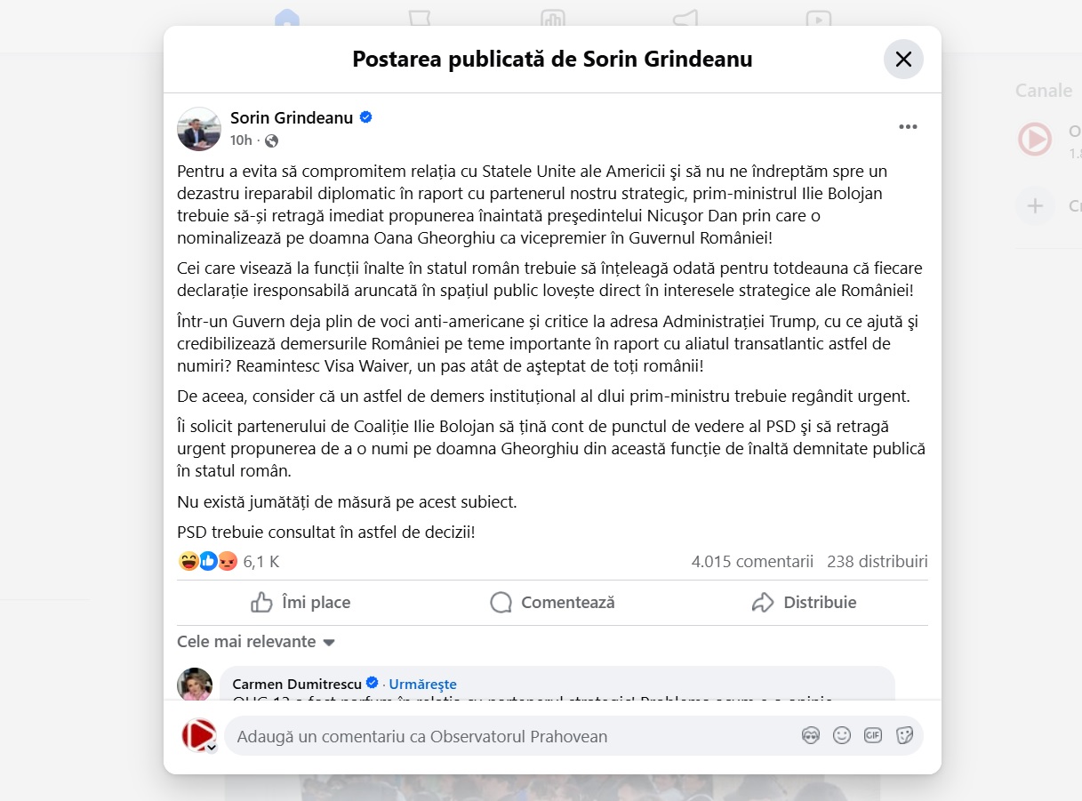 postare grindeanu