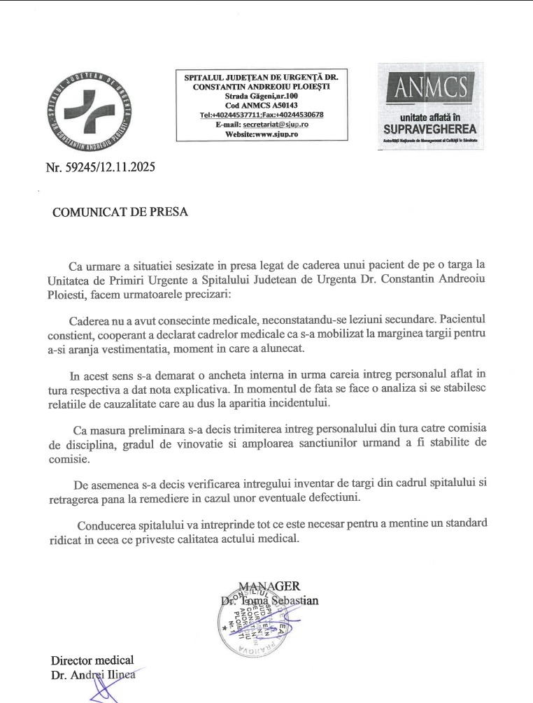 pacient cazut de pe targa judetean