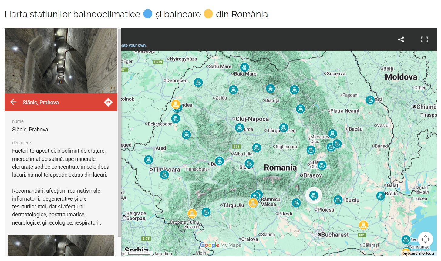 harta statiuni romania