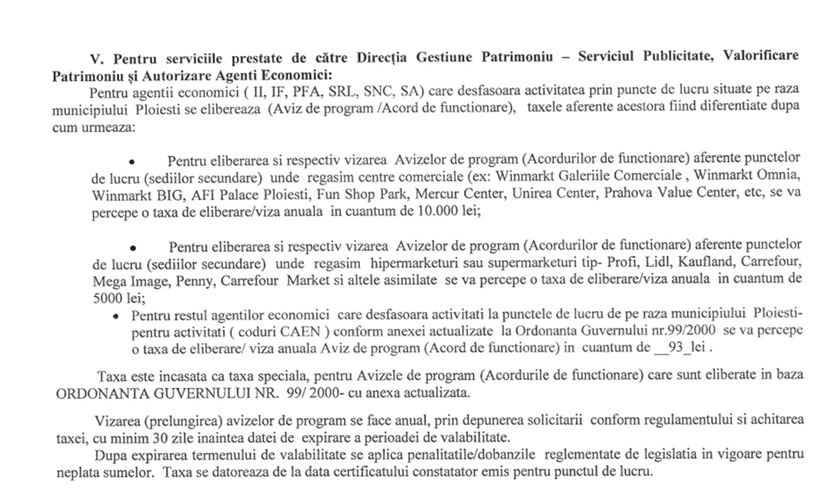 taxe Ploiești