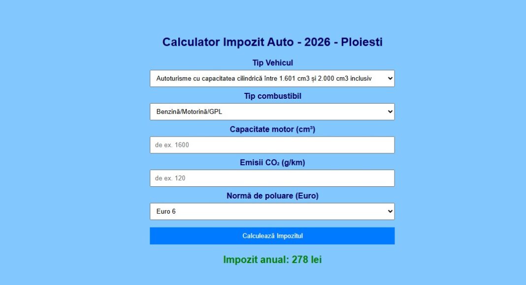 calculator impozit auto