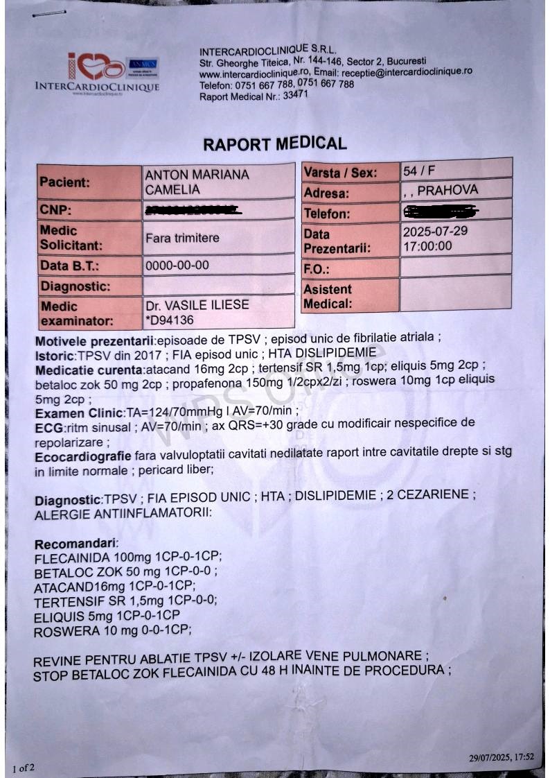 raport medical