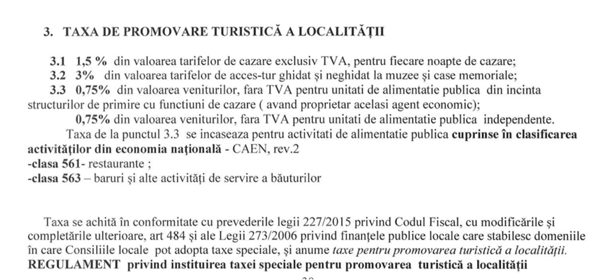taxă promovare Sinaia