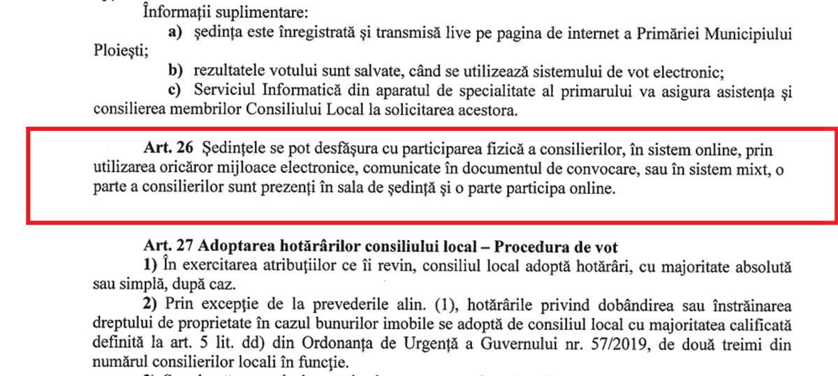 regulament Consiliul Local Ploiești