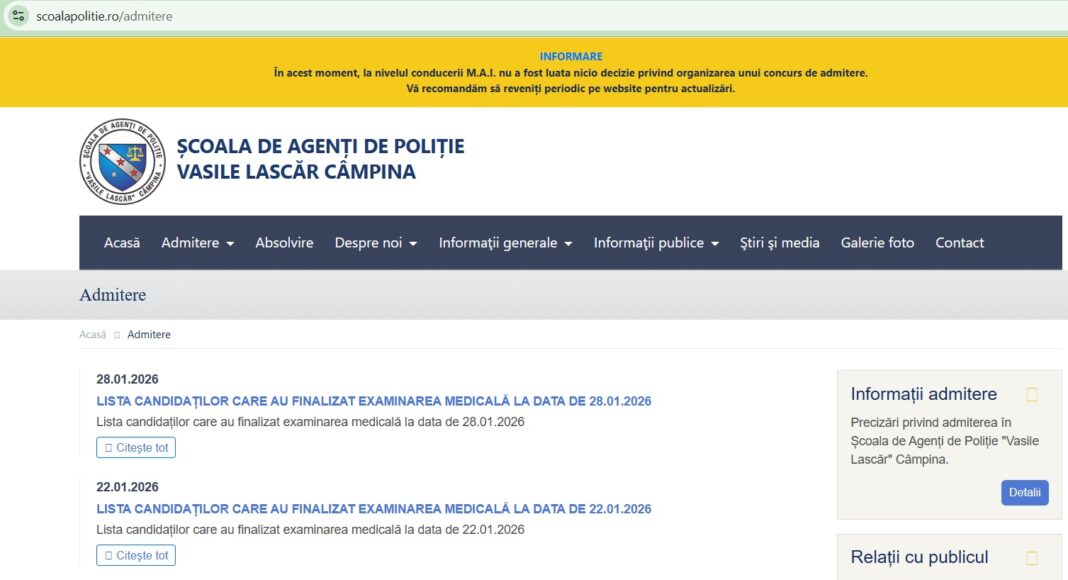 site scoala de agenti de politie campina