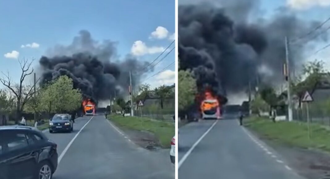 incendiu autocar Tulcea