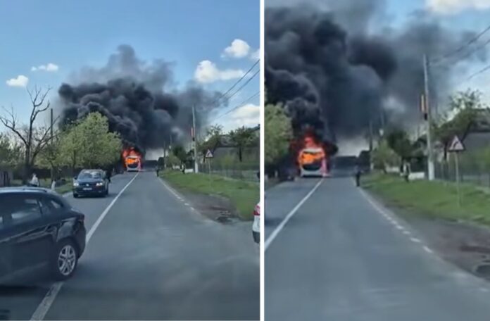 incendiu autocar Tulcea